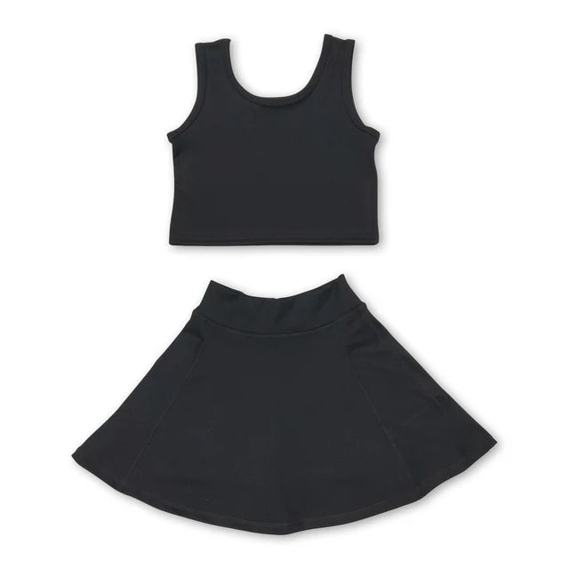 RTS NO MOQ Sibling Baby Girls Colorful Vests Skirt Shorts Yoga Active Clothes Sets