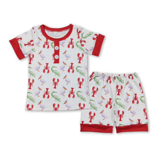 RTS NO MOQ Sibling Baby Boys Ducks Short Sleeve Tee Shirt Top Shorts Pajamas Clothes Sets