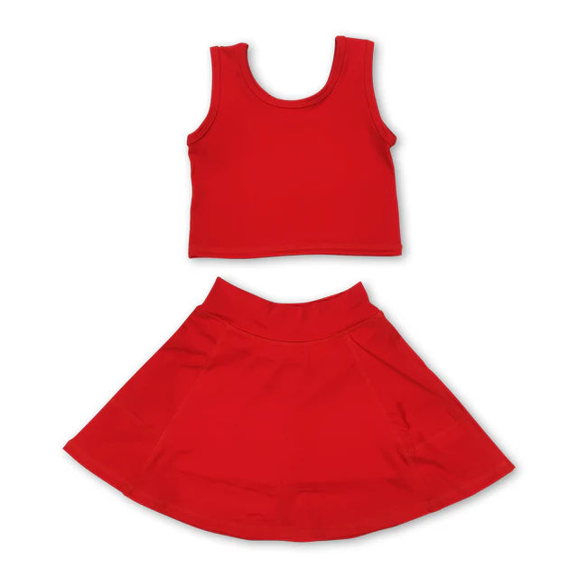 RTS NO MOQ Sibling Baby Girls Colorful Vests Skirt Shorts Yoga Active Clothes Sets