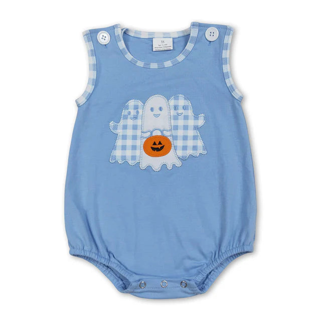 RTS NO MOQ Sibling Baby Boys Baby Boys Blue Sleeveless Fall Rompers Preorder