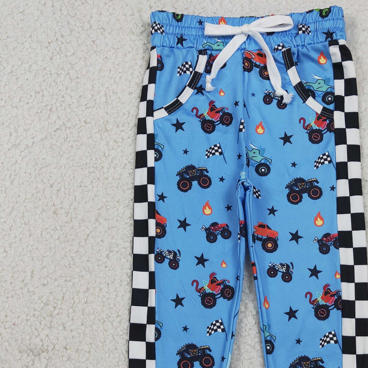 RTS NO MOQ milk silk BT1496+P0950 Baby Boys 4th of July Car And Flag Print Top With Pockets Jogger Pants Set