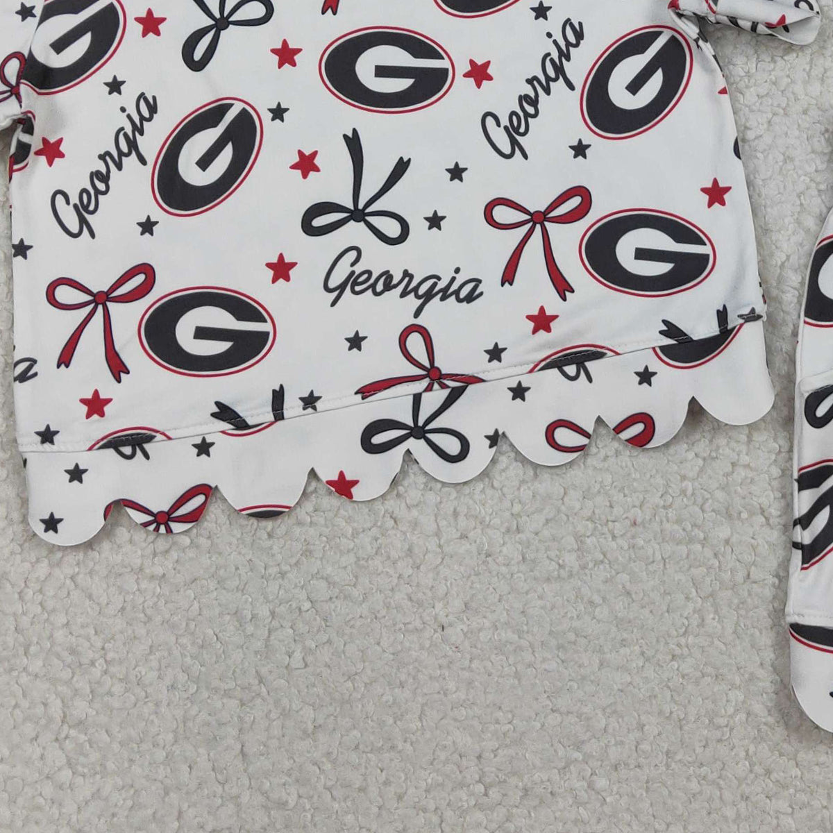 RTS NO MOQ GSSO3250 Baby Girls Bows Top with Scallop Shorts Outfit Set Team Clothing