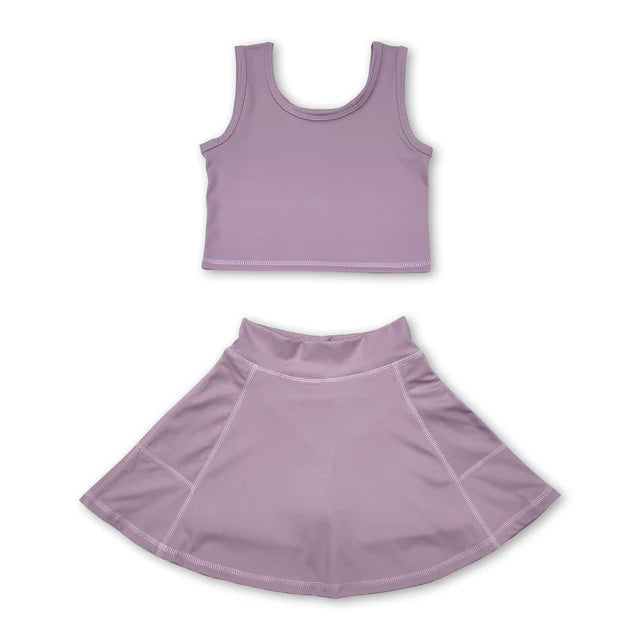RTS NO MOQ Sibling Baby Girls Colorful Vests Skirt Shorts Yoga Active Clothes Sets