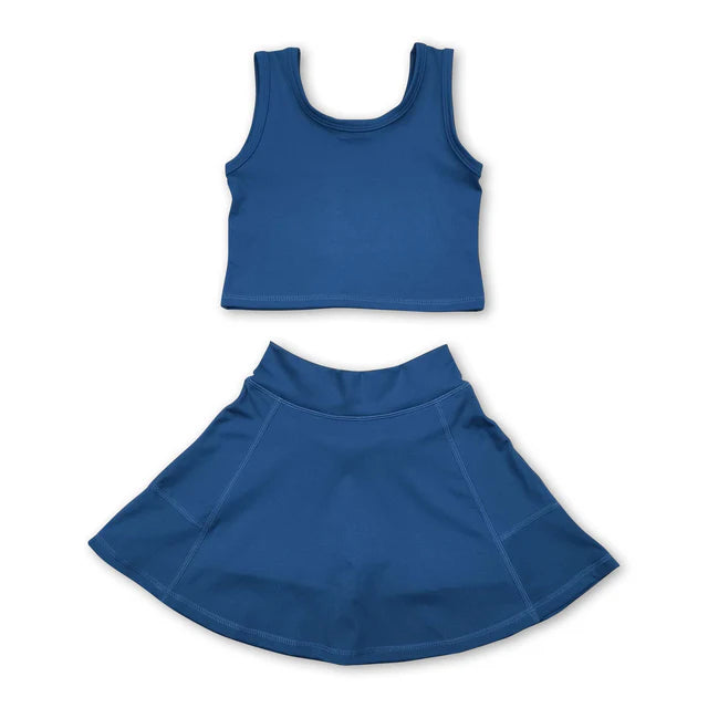 RTS NO MOQ Sibling Baby Girls Colorful Vests Skirt Shorts Yoga Active Clothes Sets