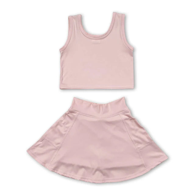 RTS NO MOQ Sibling Baby Girls Colorful Vests Skirt Shorts Yoga Active Clothes Sets