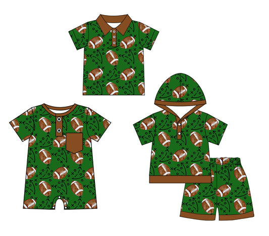 11.26 custom each style moq 5eta 4-6week Sibling Sister rugby green baby boy short sleeve shorts sets and boy romper and top match design