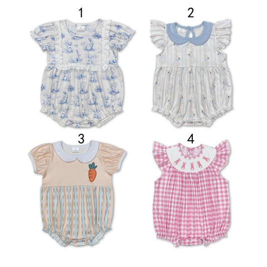 RTS NO MOQ Baby Boys Embroidery Smocked Shorts Sleeve Romper Mixed Sizes