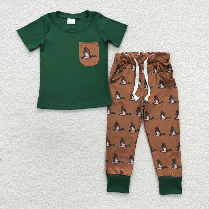 RTS NO MOQ Duck short-sleeved romper & dress top short-sleeved pants set
