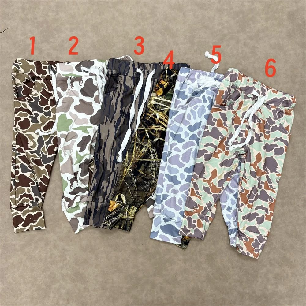 RTS NO MOQ Sibling baby boy clothes Camouflage drawstring trousers