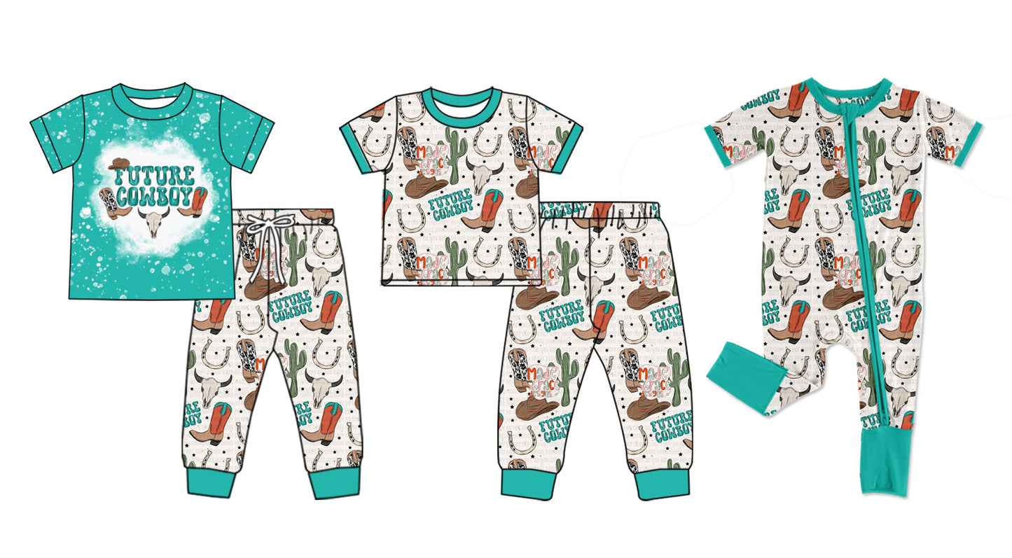 11.26 custom each style moq 5eta 4-6week Sibling Sister cow head hat boot baby girl sets and sets 2 and rompers match family design