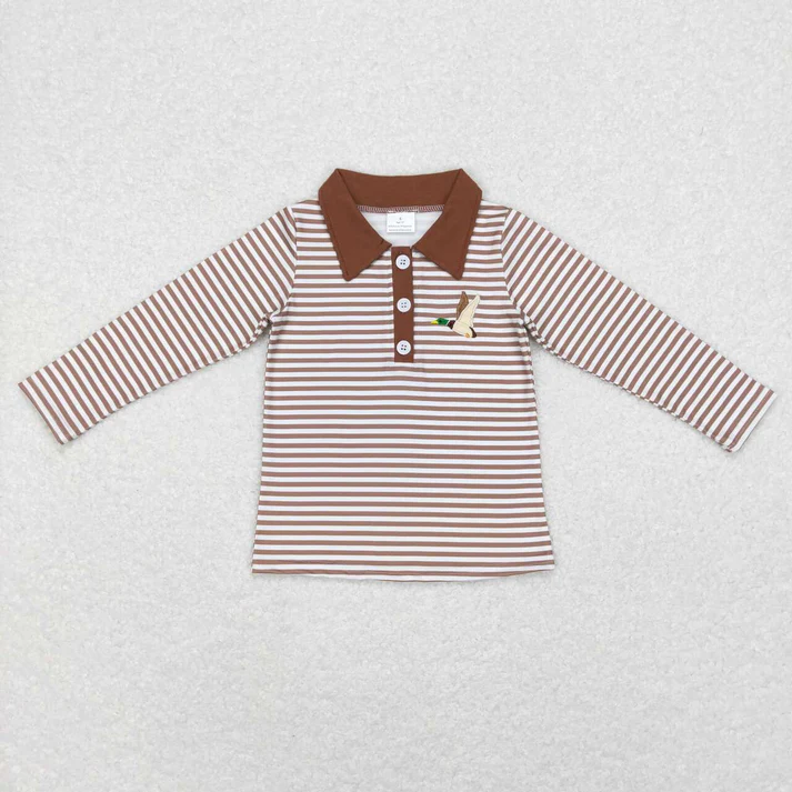 RTS NO MOQ Sibling baby boy clothes embroidery western duck farm zipper long-sleeved tops