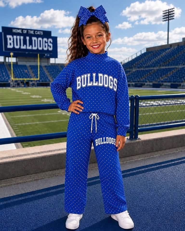 custom moq 5 mix size AAMY0106 Adult To Match Kids High Team Blue Polka Dot Sweatshirt Wide Leg Pants Sets