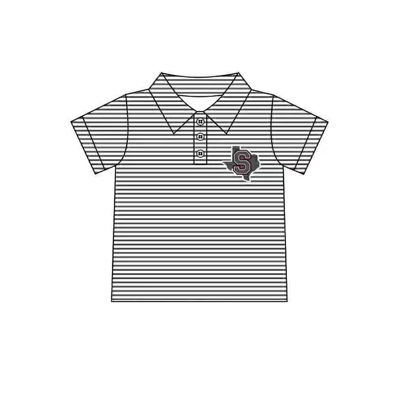 Custom moq 5 each style eta 6-7weeks baby girl clothes team striped short sleeve top-25.8.21（