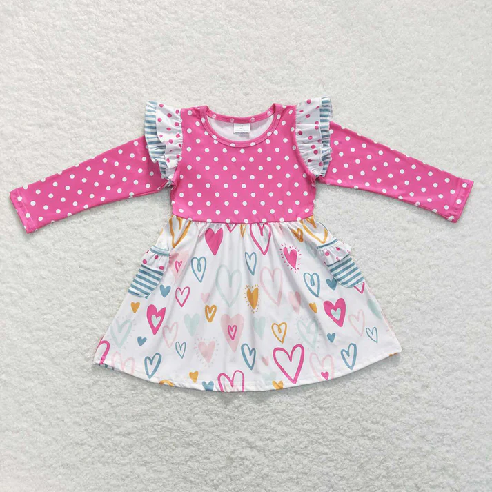 RTS NO MOQ Baby Girls Valentine Long Sleeve Dress & Romper