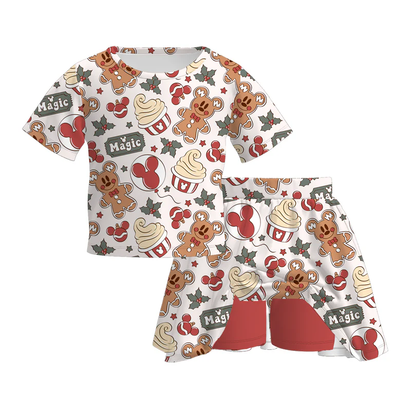Custom moq 5 each style eta 6-7weeks Christmas baby girl short sleeve dress and long sleeve pants sets and shorts sets and top 1 and top 2 and adult dress