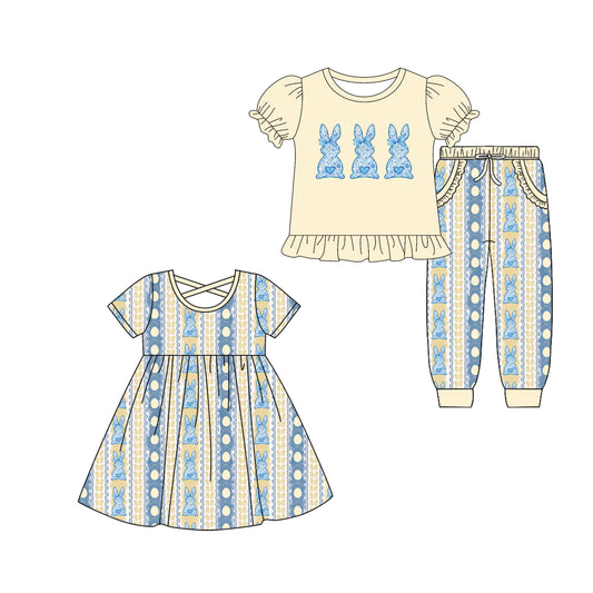 25.9.16 custom each style moq 5eta 6-8week Sibling Sisters bunny baby girl short sleeve pants sets and dress match family design