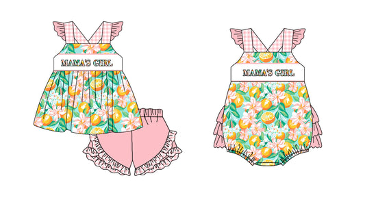 11.13 custom each style moq 5eta 4-6week Sibling Sister lemon baby girl short sleeve shorts sets and dresses match design