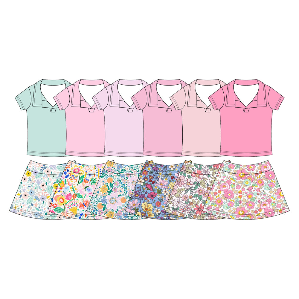 25.12.9 custom each style moq 5 eta 6-8week Sibling Sisters floral baby girl clothes short sleeve skirts sets 6 match family design