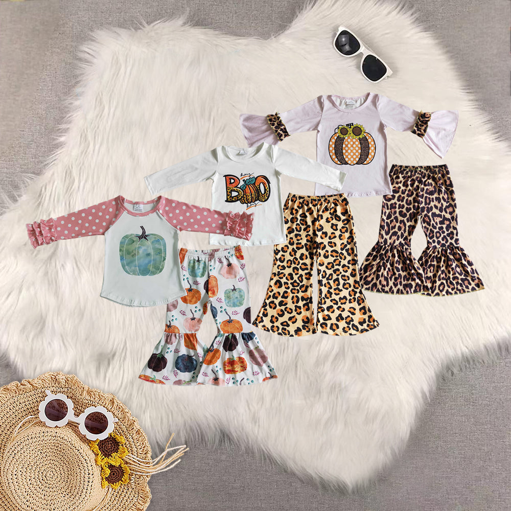 RTS Sibling baby boy clothes Halloween pumpkin long Sleeve pants sets