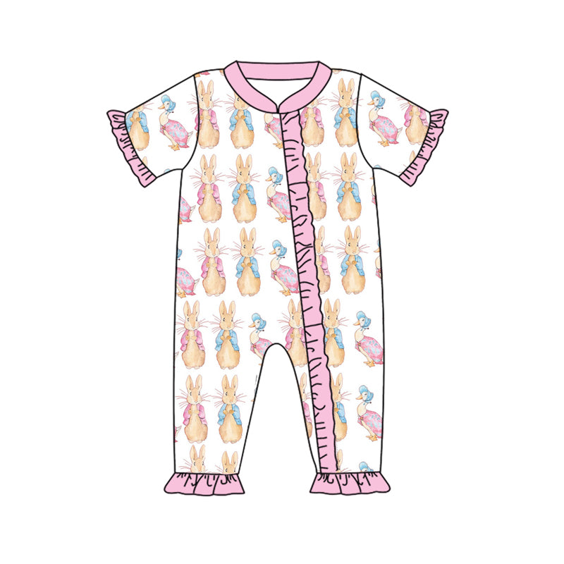 10.11 custom each style moq 5eta 4-6week Sibling Sister easter rabbit pink baby girl sets and dress and rompers match family design