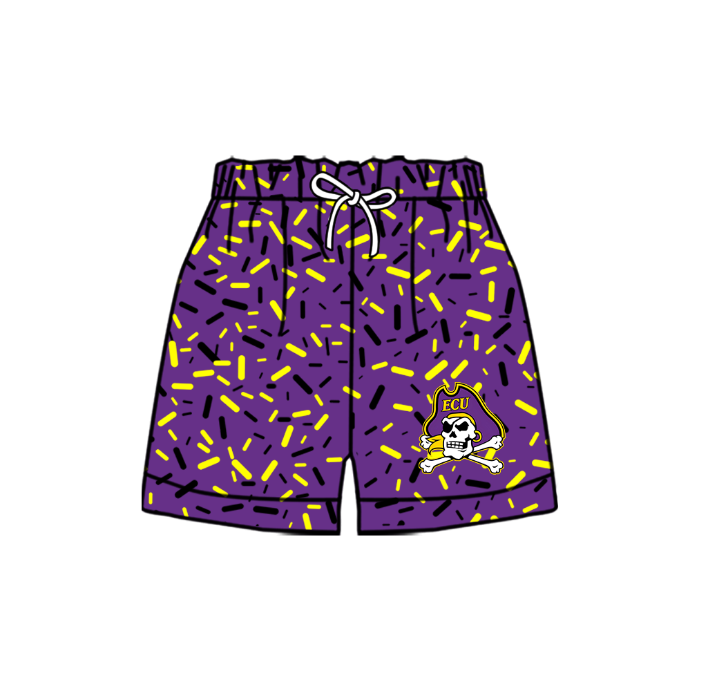 custom moq 5 mix size MSD082405 Baby Kids Team Black White Sprinkle All‑Over‑Print Casual Drawstring Elastic Waist Sport Shorts