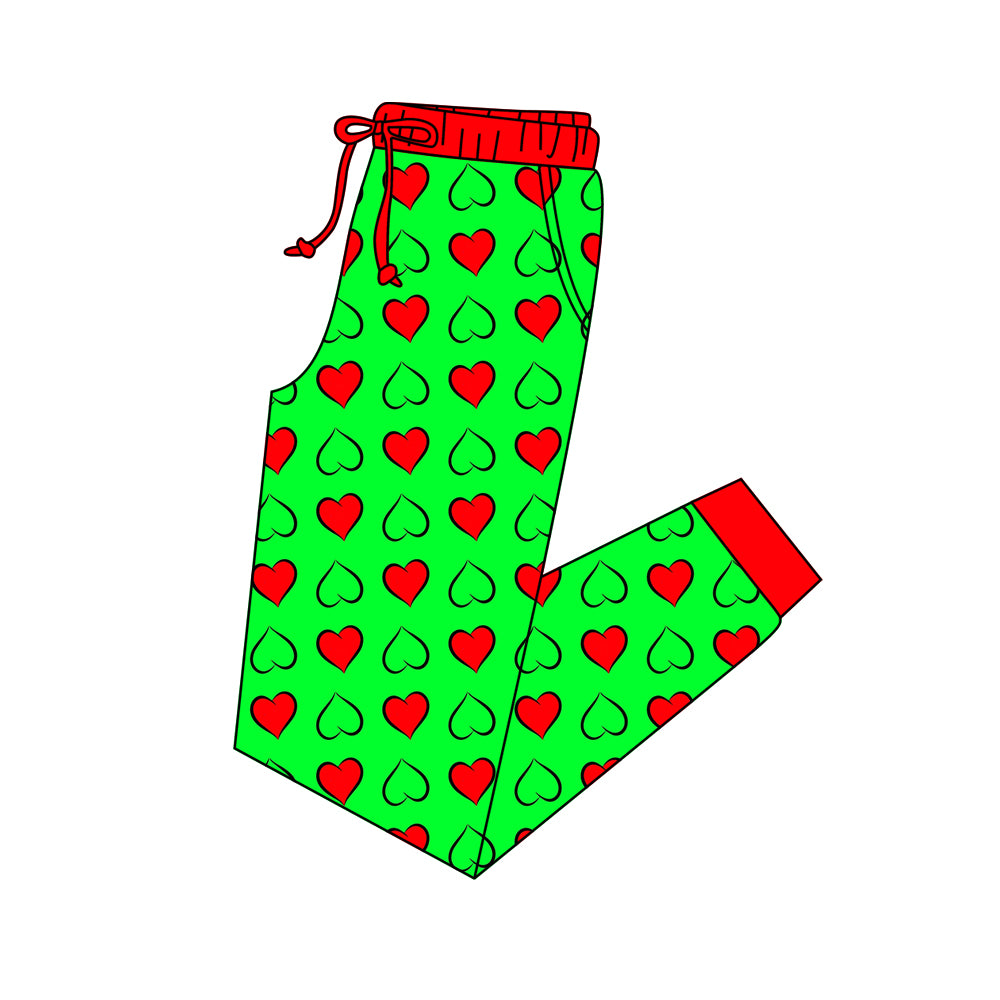 5.22custom each style moq 5eta 4-5week Sibling Sister Love printed green red boys and girl outfits and baby romper and aldult shorts match family design