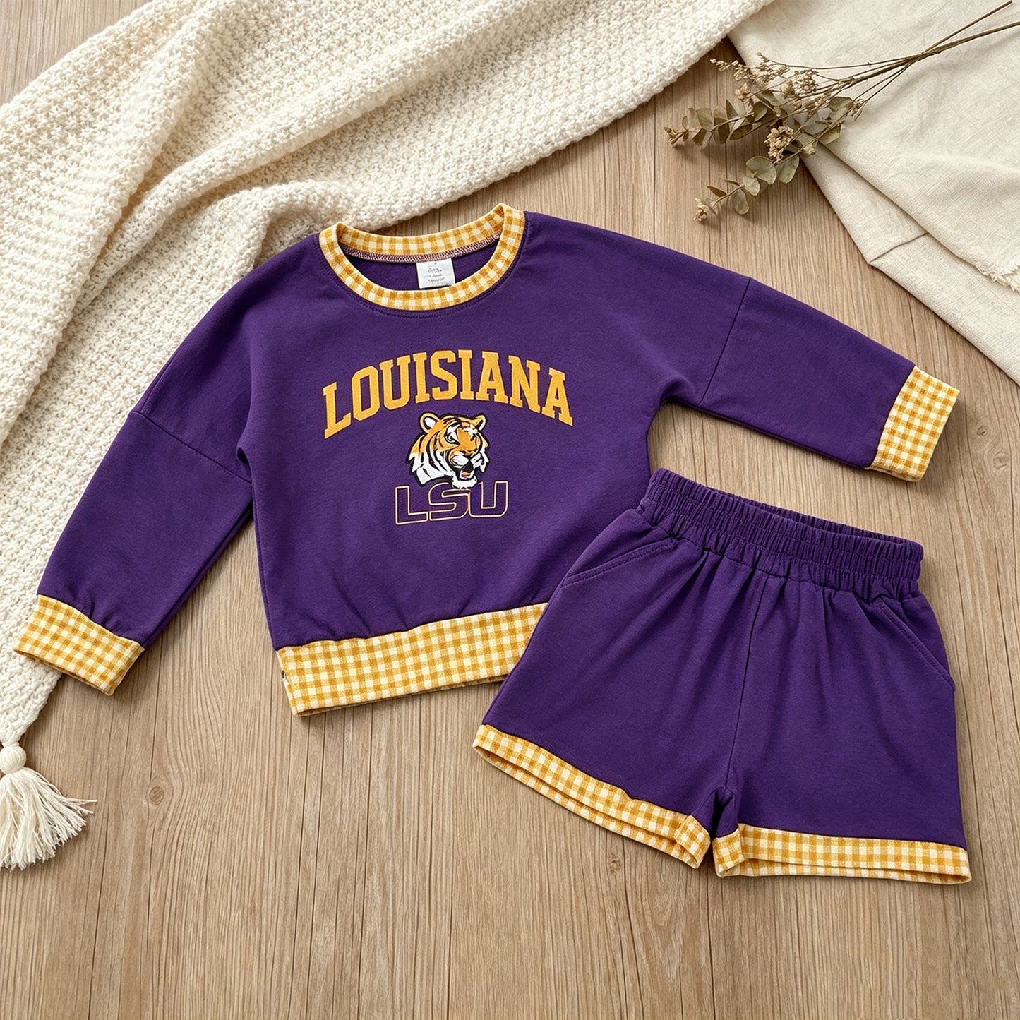 NEW RTS NO MOQ Vinyl GLS0166 Baby Boys Vinyl Long Sleeve Top Short Team Set