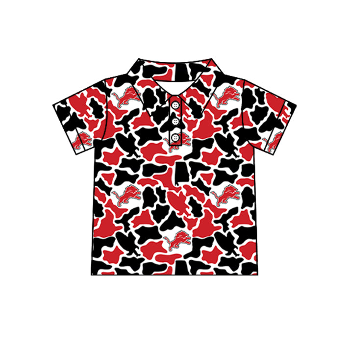 Custom moq 5 mix size summer teams Baby Boys Summer Short Sleeve Camouflage Button Down Polo Shirt