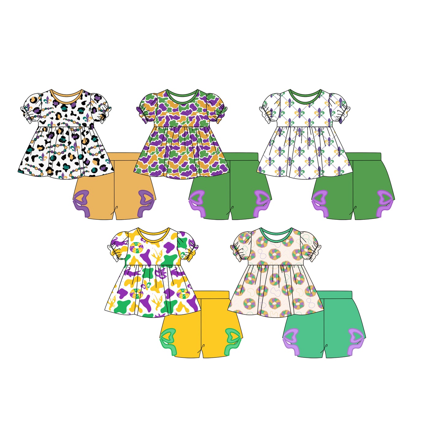 25.10.25 custom each style moq 5 eta 6-8week Sibling Sisters baby girl clothes short sleeve shorts sets 5 match family design