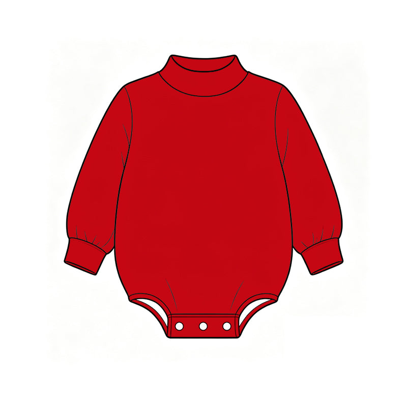 Custom moq 5 boys Blank Cotton Jumpsuit Bright Red Long-sleeve high-neck Jumpsuit