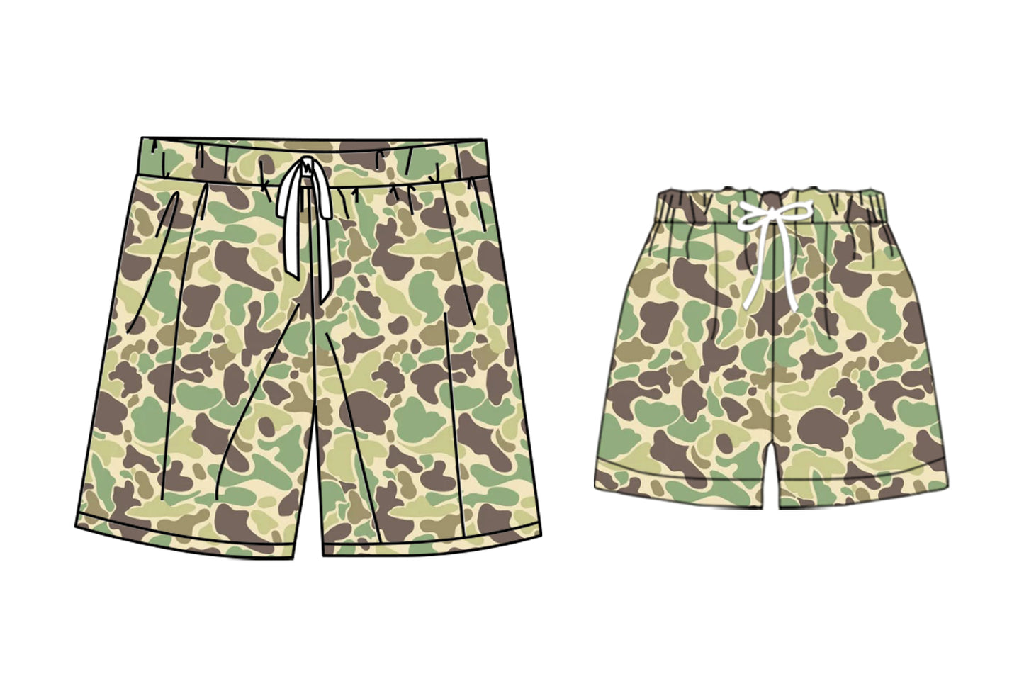25.10.29 custom each style moq 5 eta 6-8 week Sibling Sister camouflage baby kids clothes summer shorts and adult shorts match design