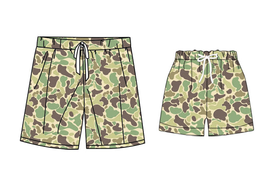 25.10.29 custom each style moq 5 eta 6-8 week Sibling Sister camouflage baby kids clothes summer shorts and adult shorts match design