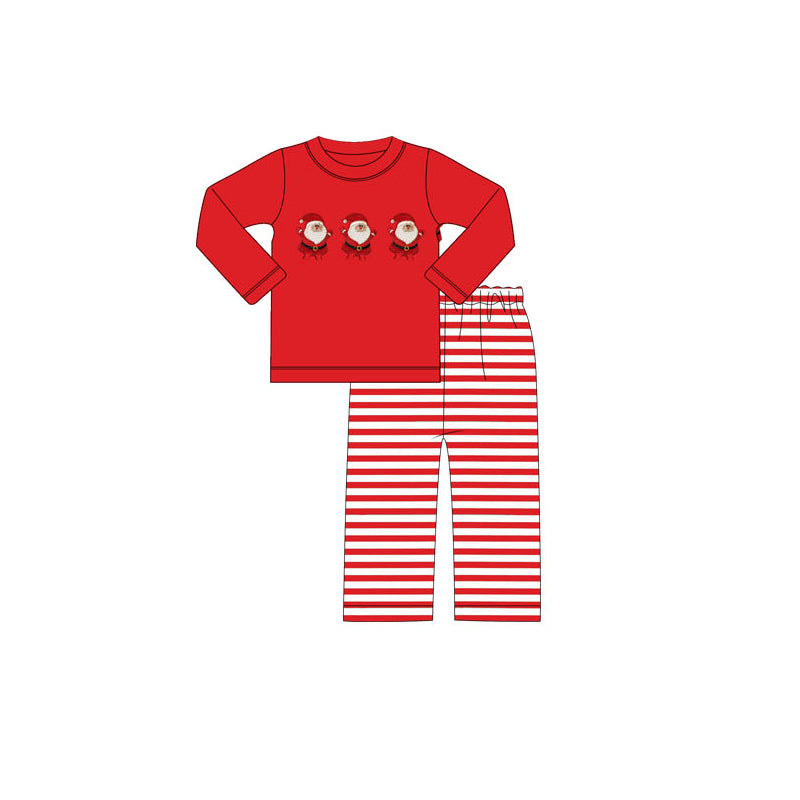 5.20custom each style moq 5eta 4-5week Sibling Sister Christmas style Santa Claus print red girls and boys outfits and baby romper and dress match family design