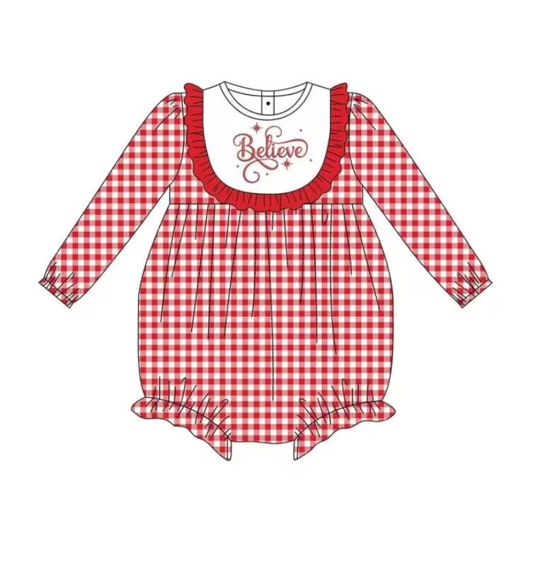 5.18custom each style moq 5eta 4-5week Sibling Sister believe print red plaid girls dress and baby romper match family design