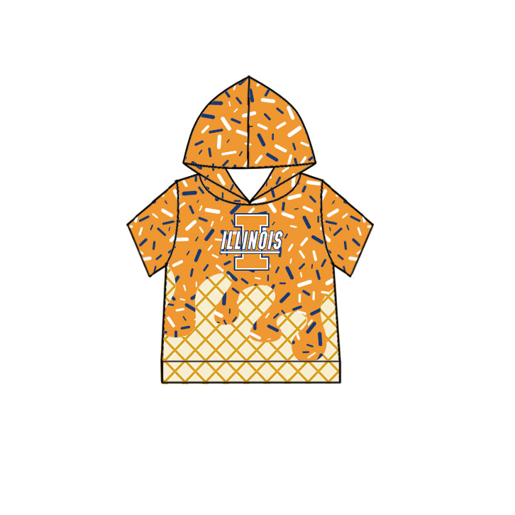 Custom summer teams baby girls clothes team orange hooded long sleeve tops and short sleeve top and dress and pants and shorts-25.5.29