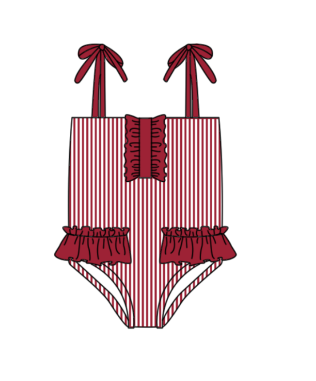 Custom moq 5 mix size milk silk summer teams baby girl boys clothes Red Two-Piece Swimsuit Set One Piece Swimsuits boy swim trunks