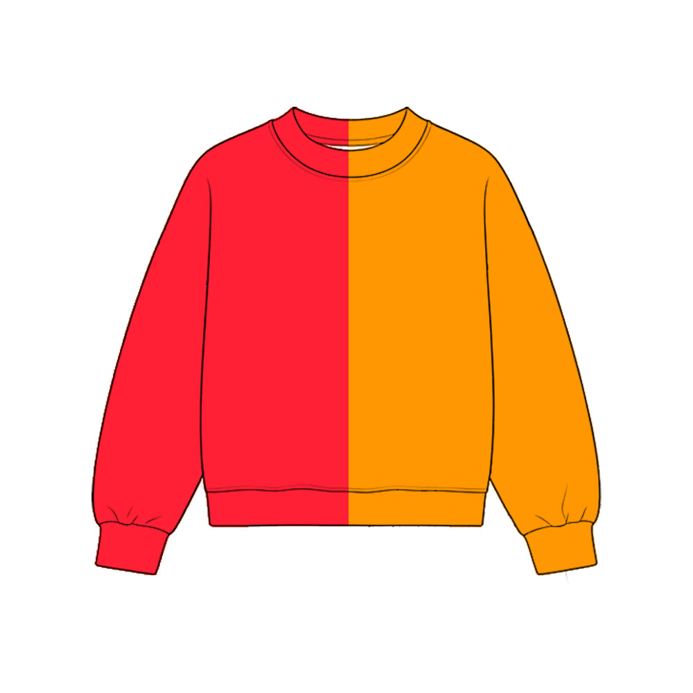 Custom moq 5 girls  Blank Cotton Bright Red + Orange Fabric Sweatshirt