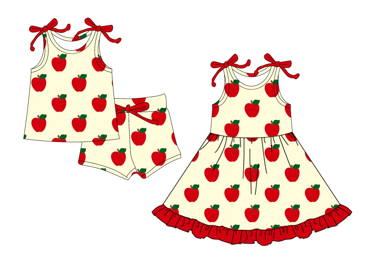 25.12.15 custom each style moq 5 eta 6-8week Sibling Sister apple baby short sleeve shorts sets and dress match design