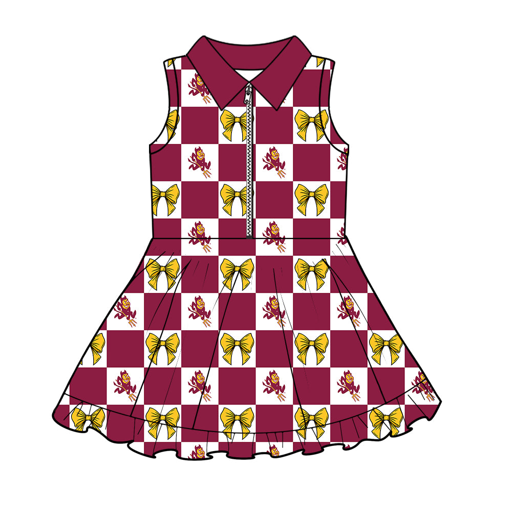 Custom moq 5 mix size Milk Silk Summer Girls' Set Bow Print Plaid Sleeveless Skirt 3-Piece Set Includes Dress and Shorts-26.1.27