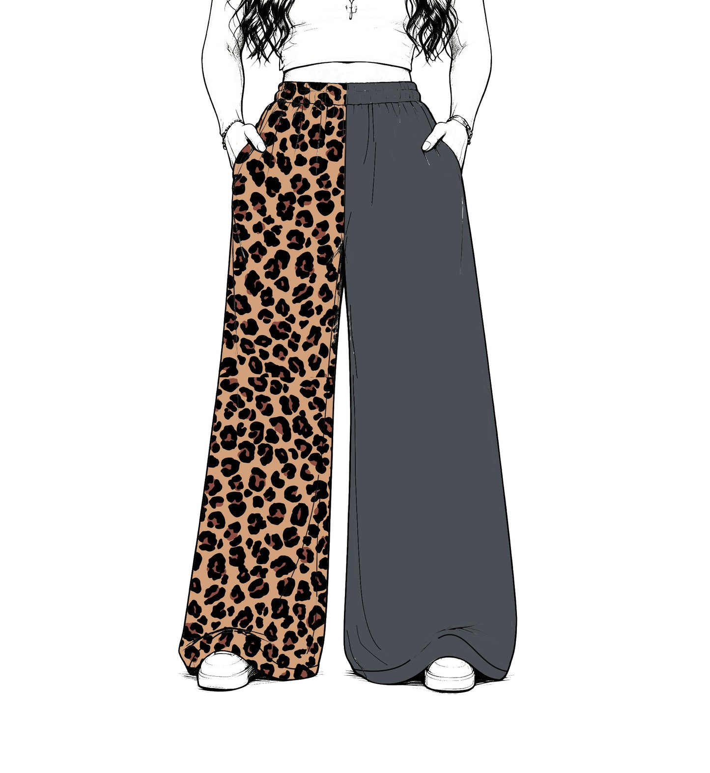 custom moq 5 mix size Baby Kids Charcoal Leopard Patchwork Print Team Flare Pants Casual Bottom