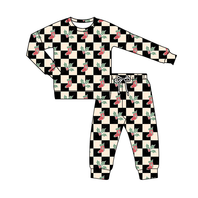 7.31 custom each style moq 5eta 4-6week Sibling Sister Christmas socks tress black baby boys sets and rompers match family design