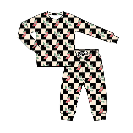 7.31 custom each style moq 5eta 4-6week Sibling Sister Christmas socks tress black baby boys sets and rompers match family design