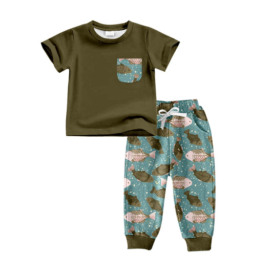 6.10 custom each style moq 5eta 4-5week baby boys clothes fish short sleeve pants sets