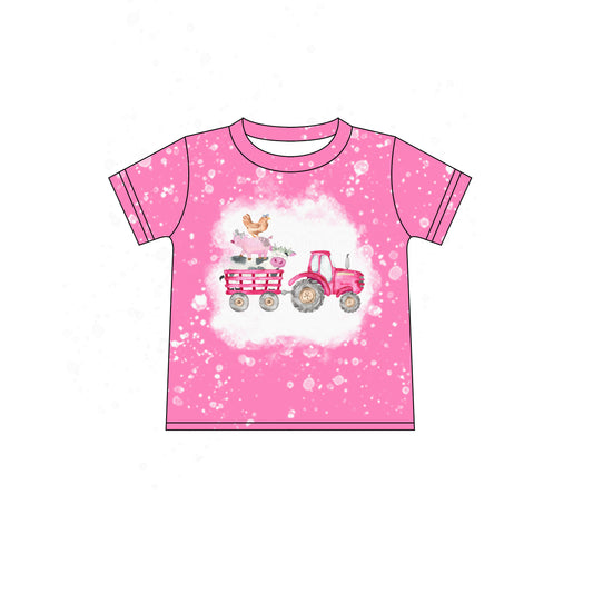 9.20 custom each style moq 5 eta 4-6week baby girl clothes pink short sleeve top