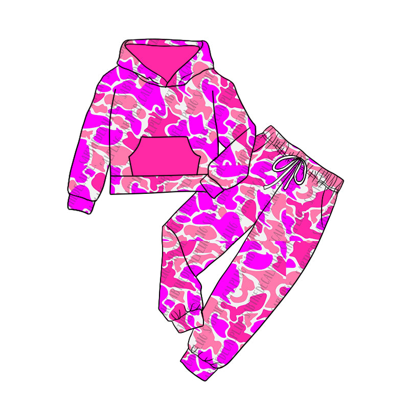 8.31 custom each style moq 5eta 4-6week baby girls clothes rose red hooded long sleeve pants sets