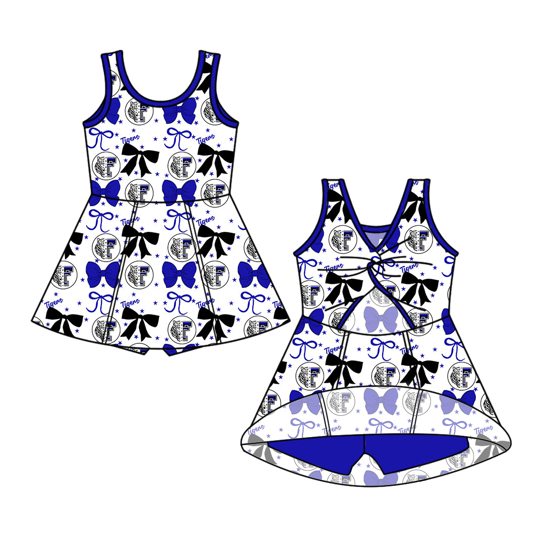 Custom moq 5 mix size milk silk baby girls clothes team blue sleeveless skirts sets 1 and skirts sets 2 and dress -25.7.18