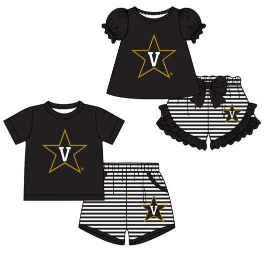 Custom moq 5 mix size milk silk summer teams black Baby Girl Boy Short-Sleeved Shorts Set Toddler Kids Clothing Set