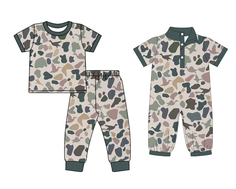 25.11.22 custom each style moq 5 eta 6-8week Sibling Sisters  camouflage baby boy clothes short sleeve pants sets and romper match family design