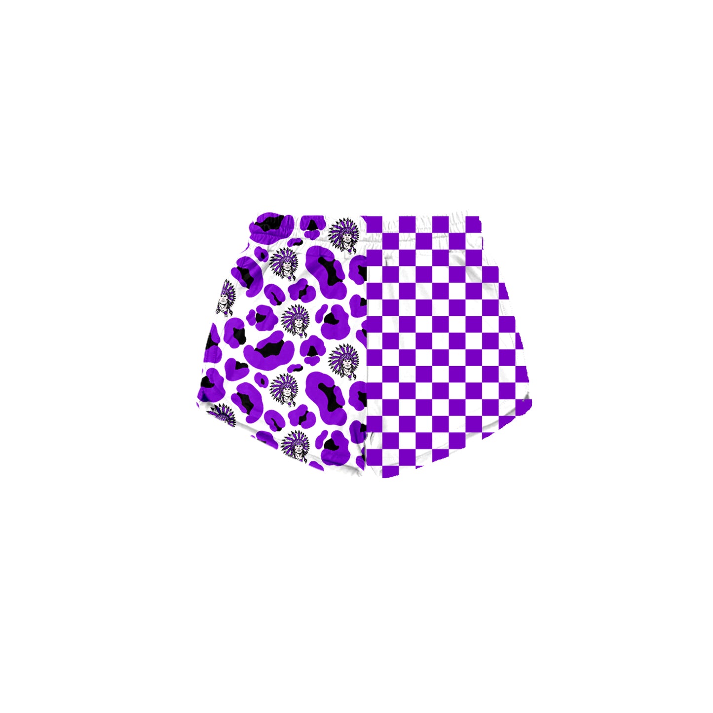Custom moq 5 mix size milk silk summer teams Adult And Kids Purple Checked Leopard Patchwork Summer Casual Shorts