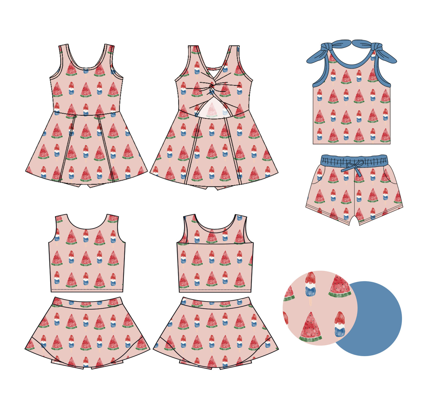 Custom moq 5 mix size Sibling Baby Girls Pink Sleeveless Top And Shorts Set Sleeveless Top And Skirt Sets Dress Yoga Outfit